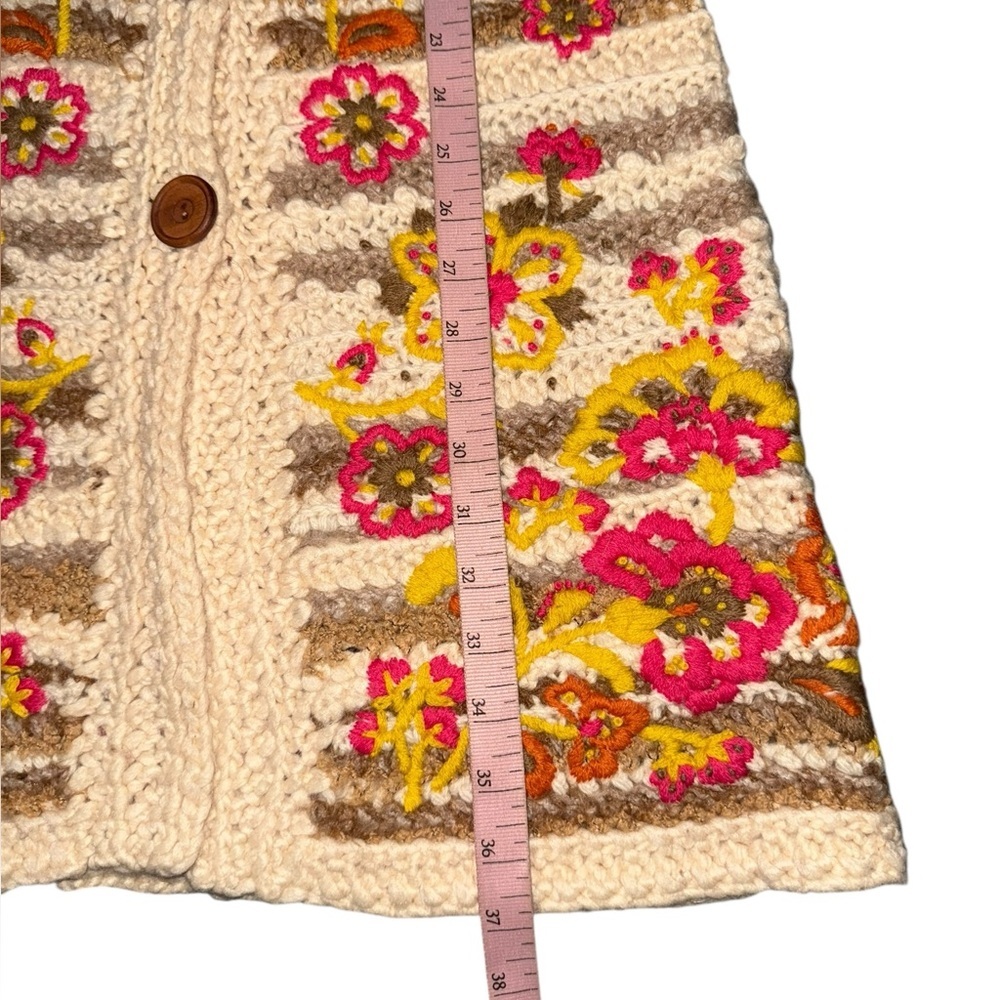 Vintage Anthropologie Y2K Sleeping On Snow Floral Knit Cardigan with Hood Small - Picture 13 of 15